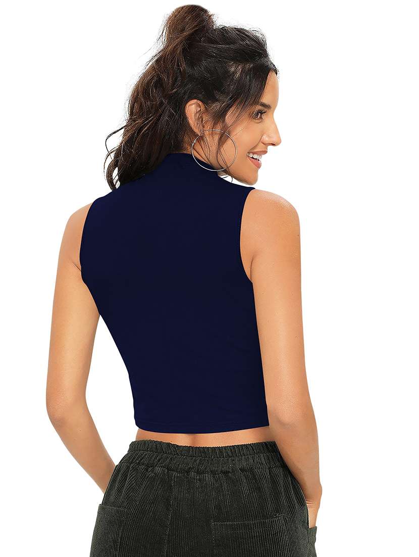 Women Solid Sleeveless Crop Top - 22639227 -  Standard Image - 3