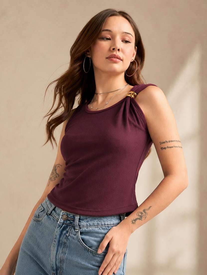 women solid sleeveless regular top - 22639281 -  Standard Image - 3