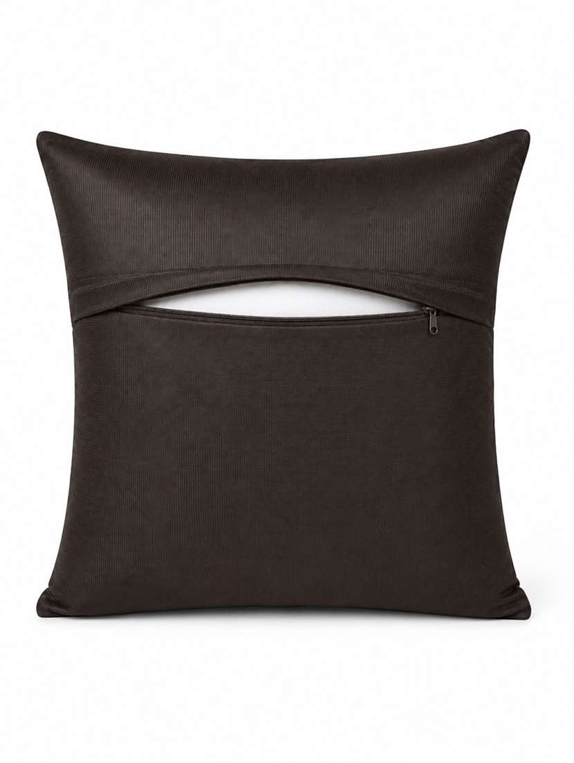 Brown & Gold-toned Feather Print Square Cushion Cover - 22639290 -  Standard Image - 5