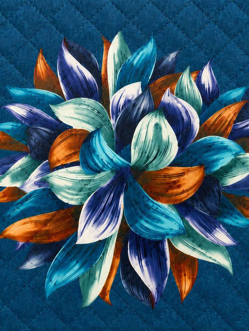 set of 2 teal blue multicolour floral printed square cushion covers - 22639300 -  Standard Image - 3