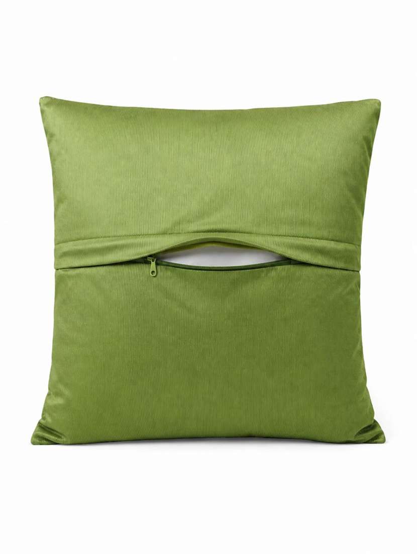 set of 5 emerald green & mustard botanical leaf printed square cushion covers - 22639304 -  Standard Image - 5