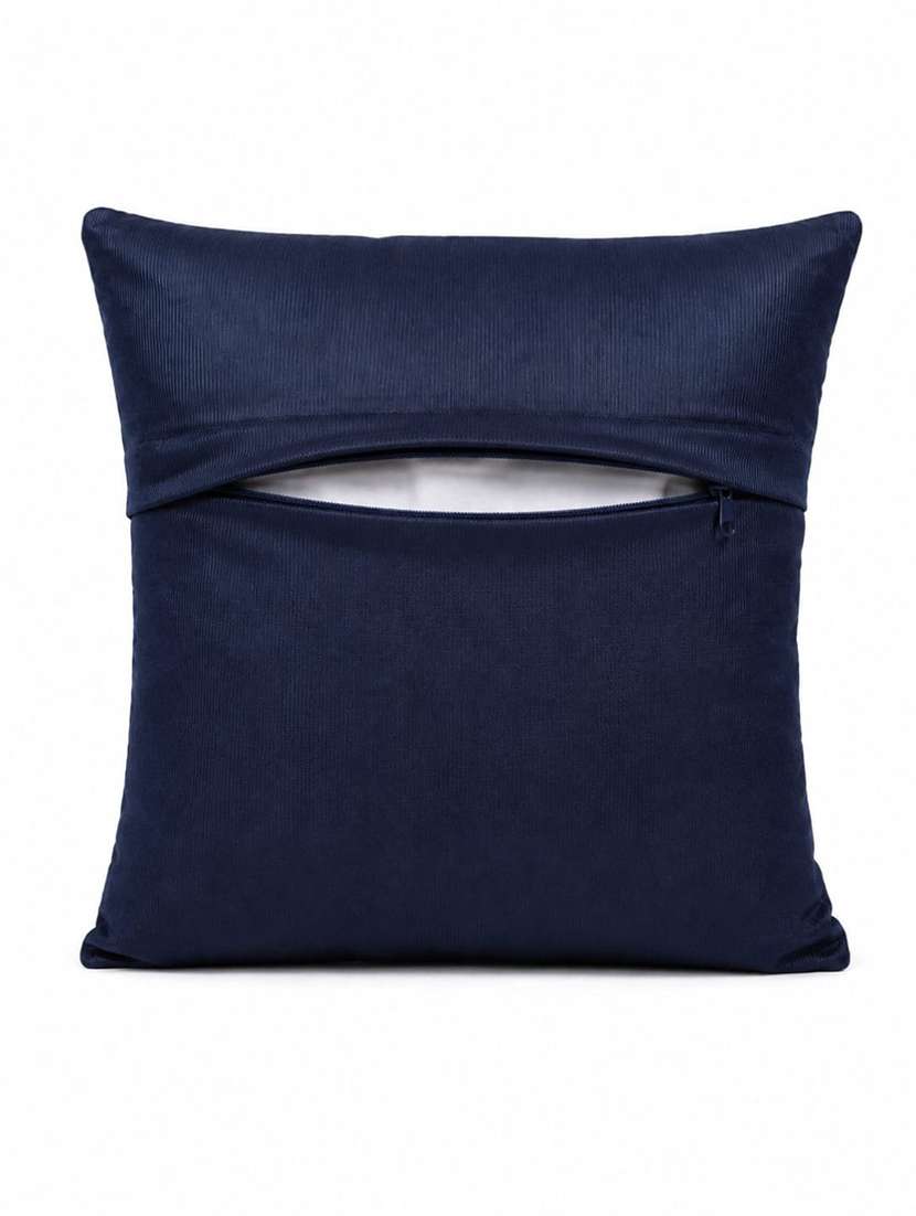 set of 5 teal blue printed square cushion covers with gold tree motif - 22639307 -  Standard Image - 5