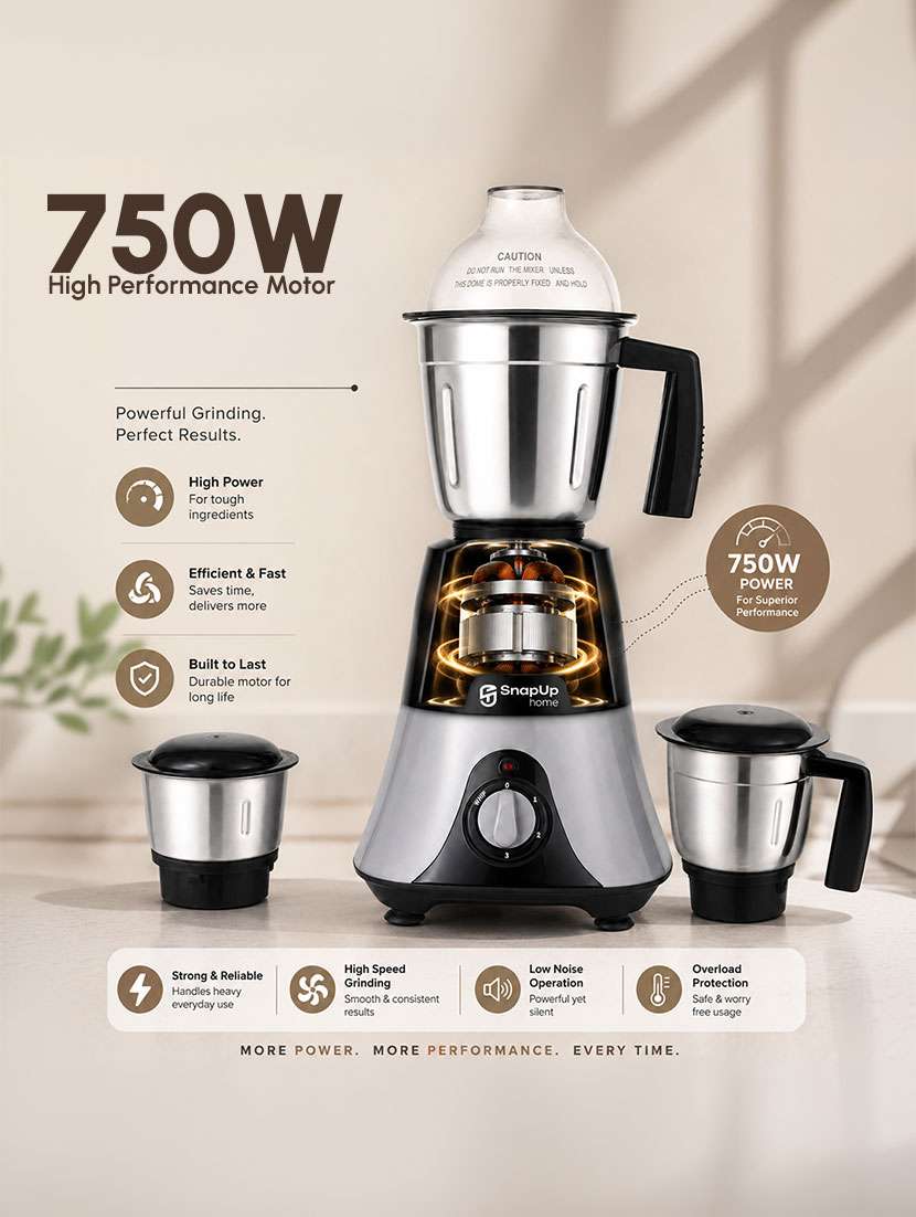 snapup home apex+ mixer grinder 750w 3 jar hybrid - 22639548 -  Standard Image - 10
