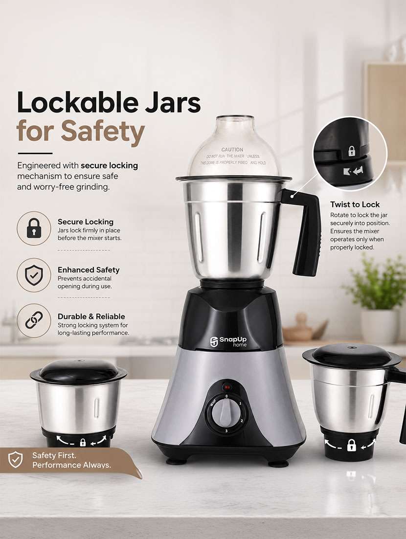 snapup home apex+ mixer grinder 750w 3 jar hybrid - 22639548 -  Standard Image - 5
