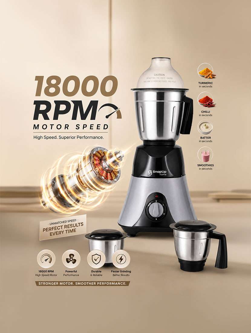 snapup home apex+ mixer grinder 750w 3 jar hybrid - 22639548 -  Standard Image - 8
