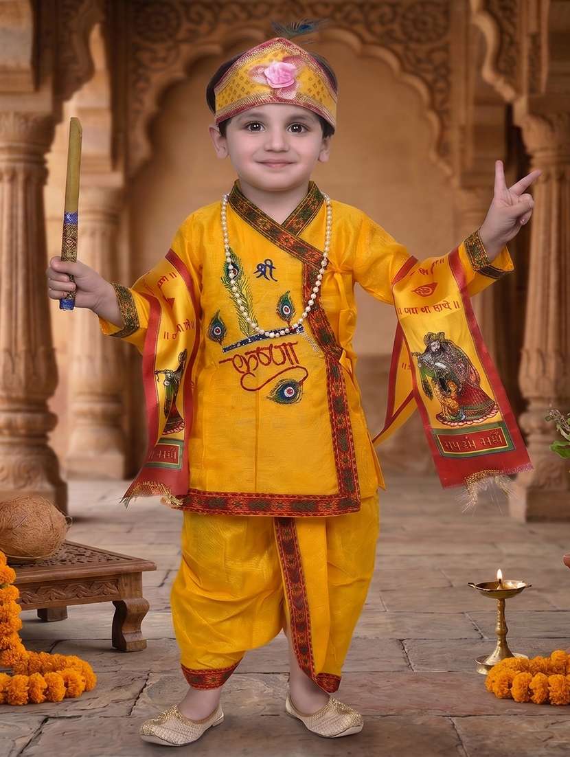 kids printed long sleeves krishna costume