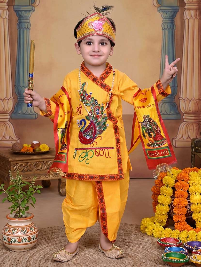 boys printed long sleeves krishna costume