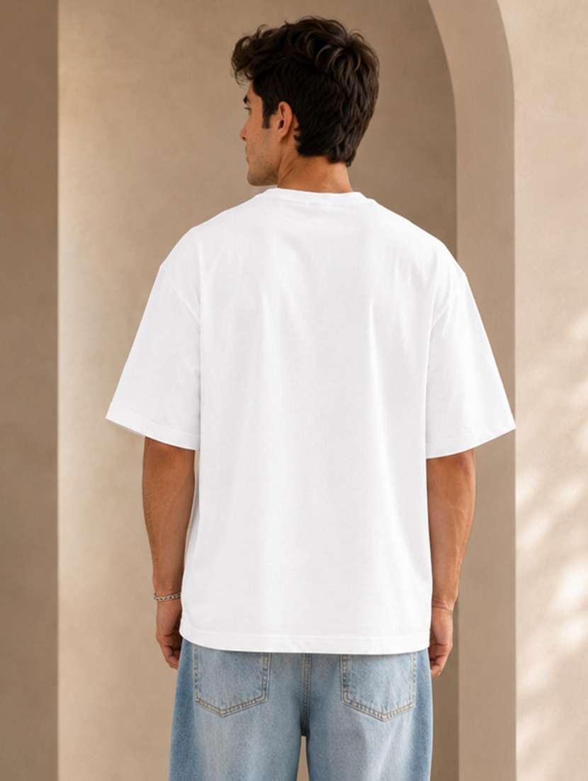 Men Solid Short Sleeve Oversized T-shirt - 22639600 -  Standard Image - 3