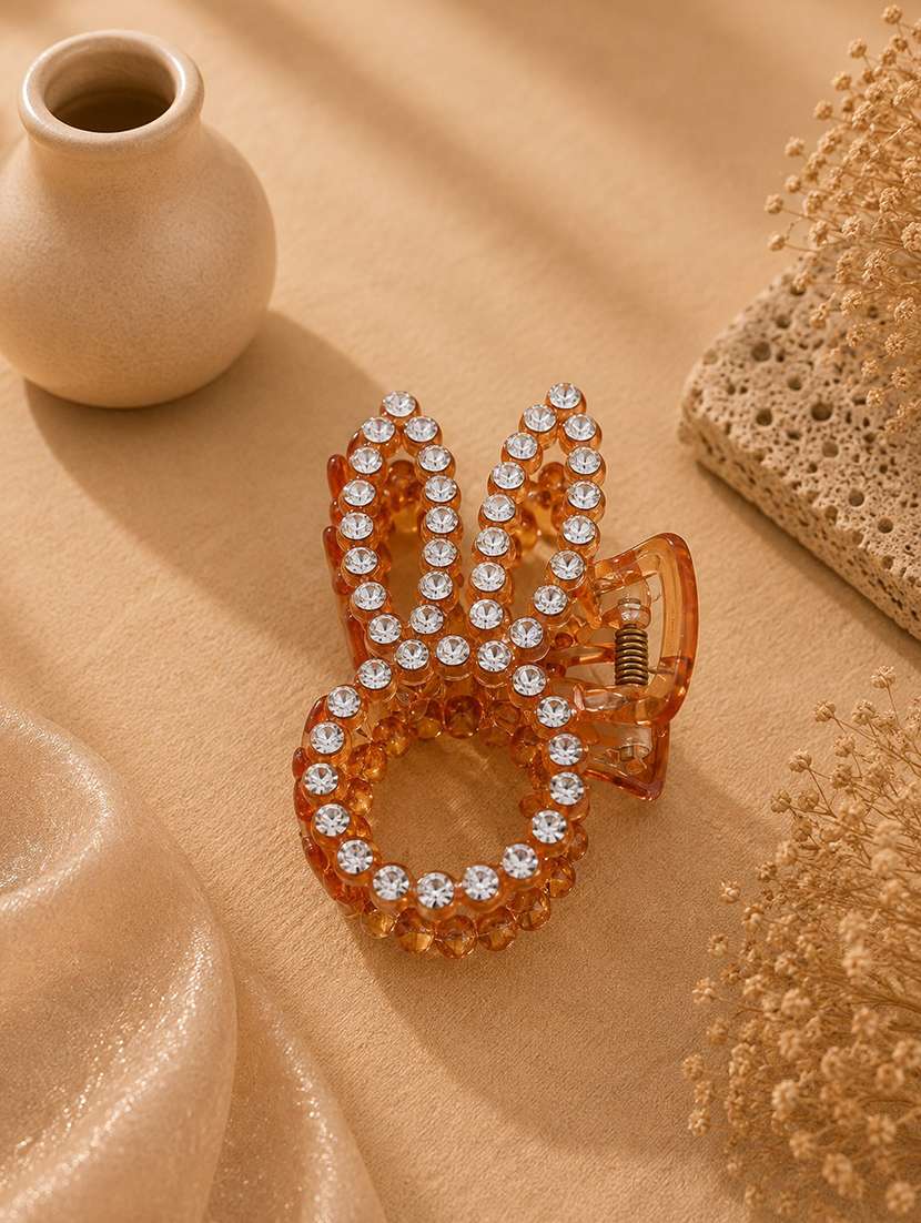 orange rhinestone hair claw clip for women