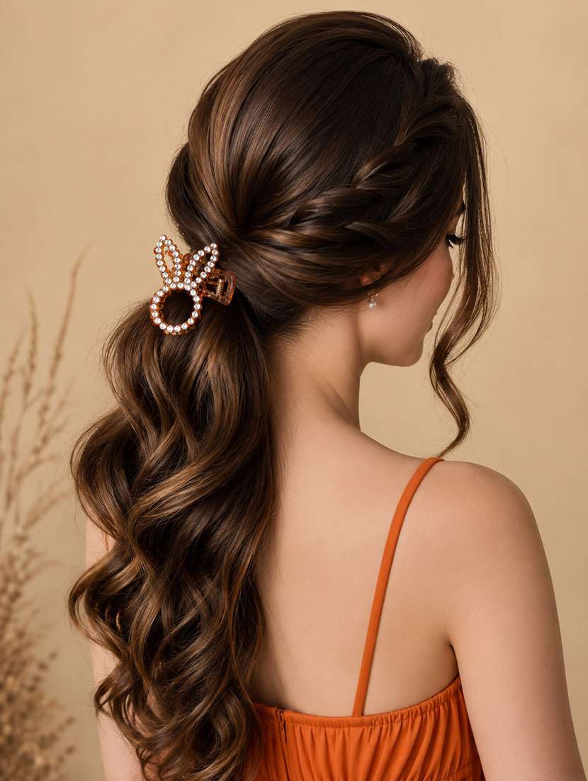 orange rhinestone hair claw clip for women - 22639717 -  Standard Image - 3