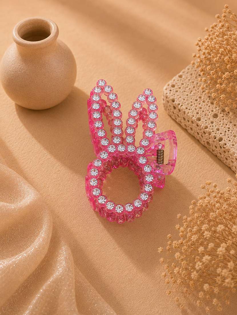 pink rhinestone hair claw clip for women