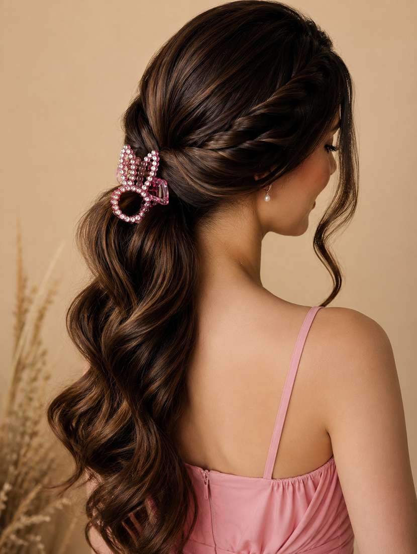 pink rhinestone hair claw clip for women - 22639718 -  Standard Image - 3