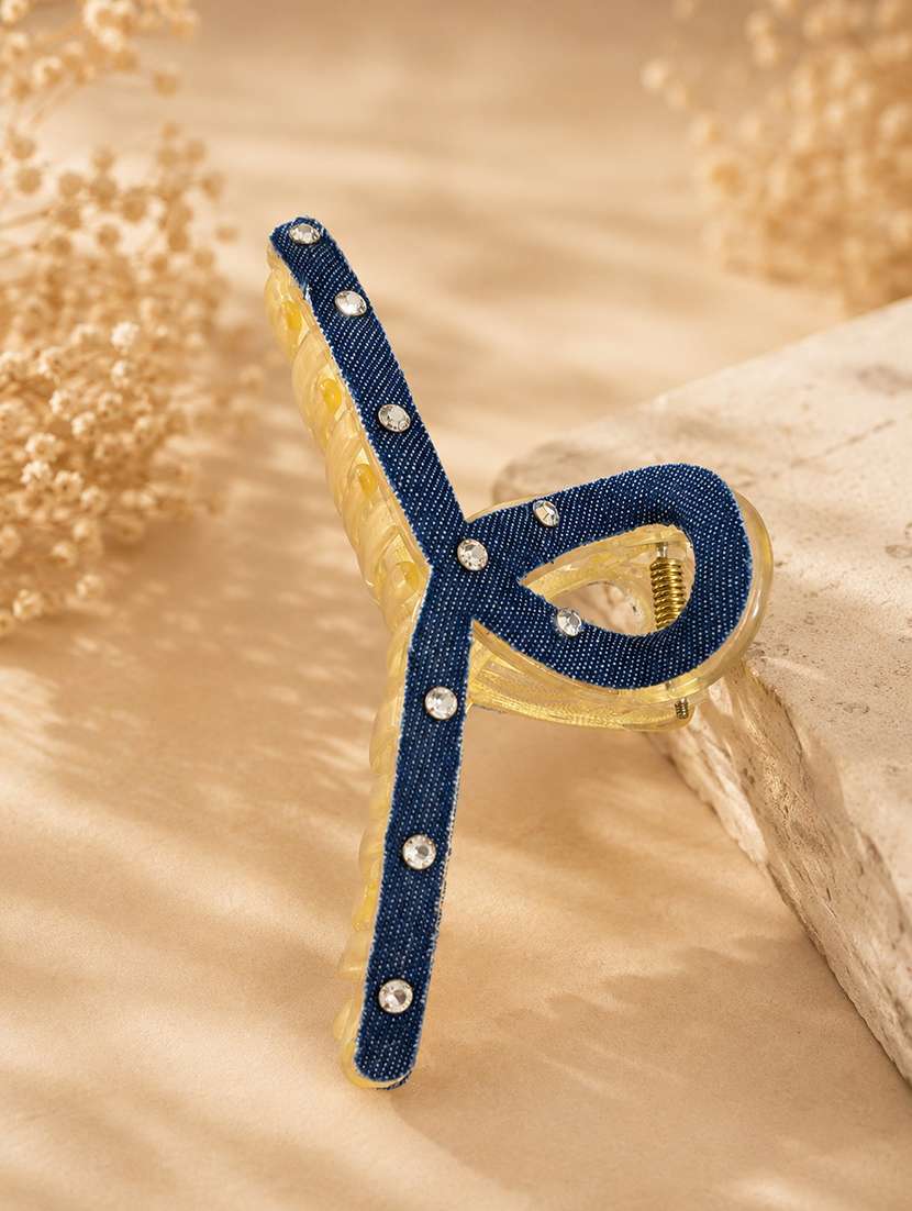 dark blue denim hair claw clip for women
