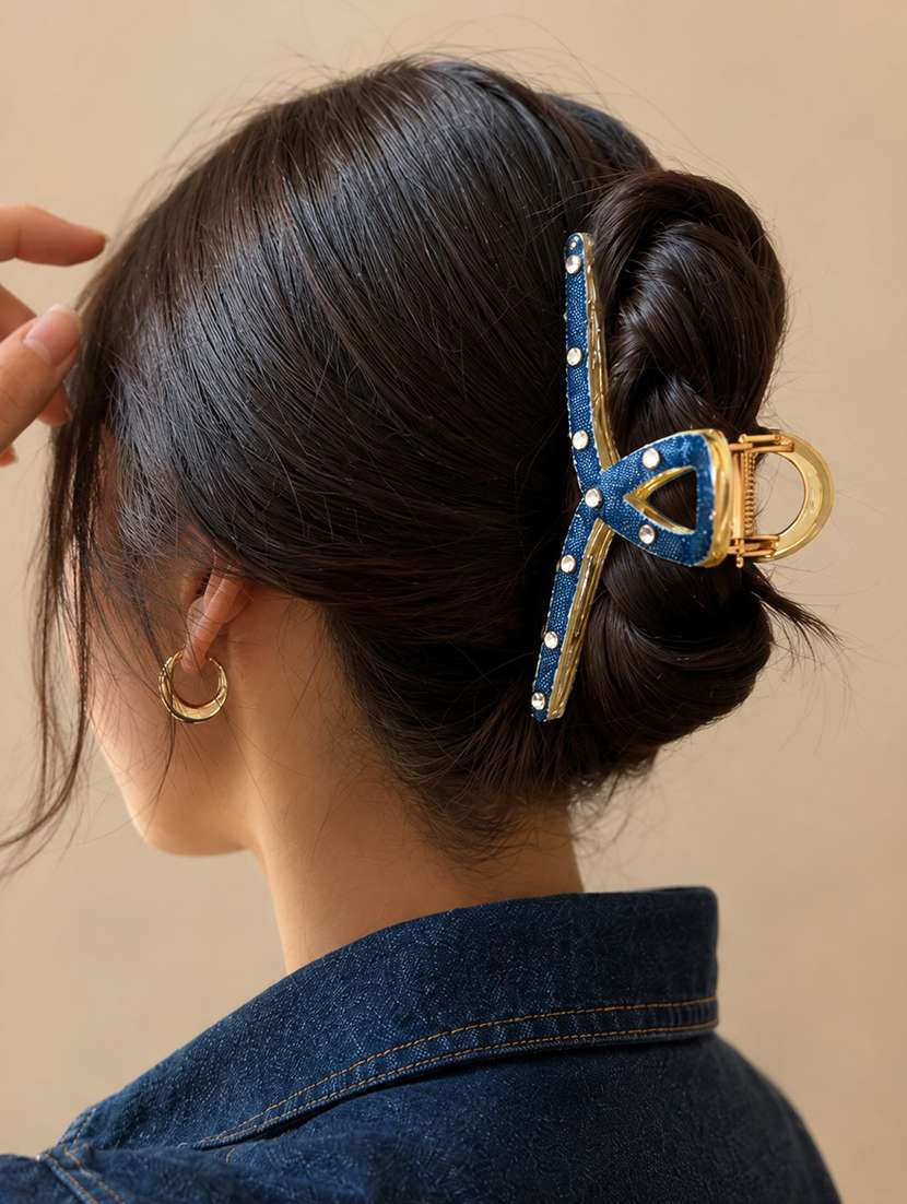 dark blue denim hair claw clip for women - 22639720 -  Standard Image - 3