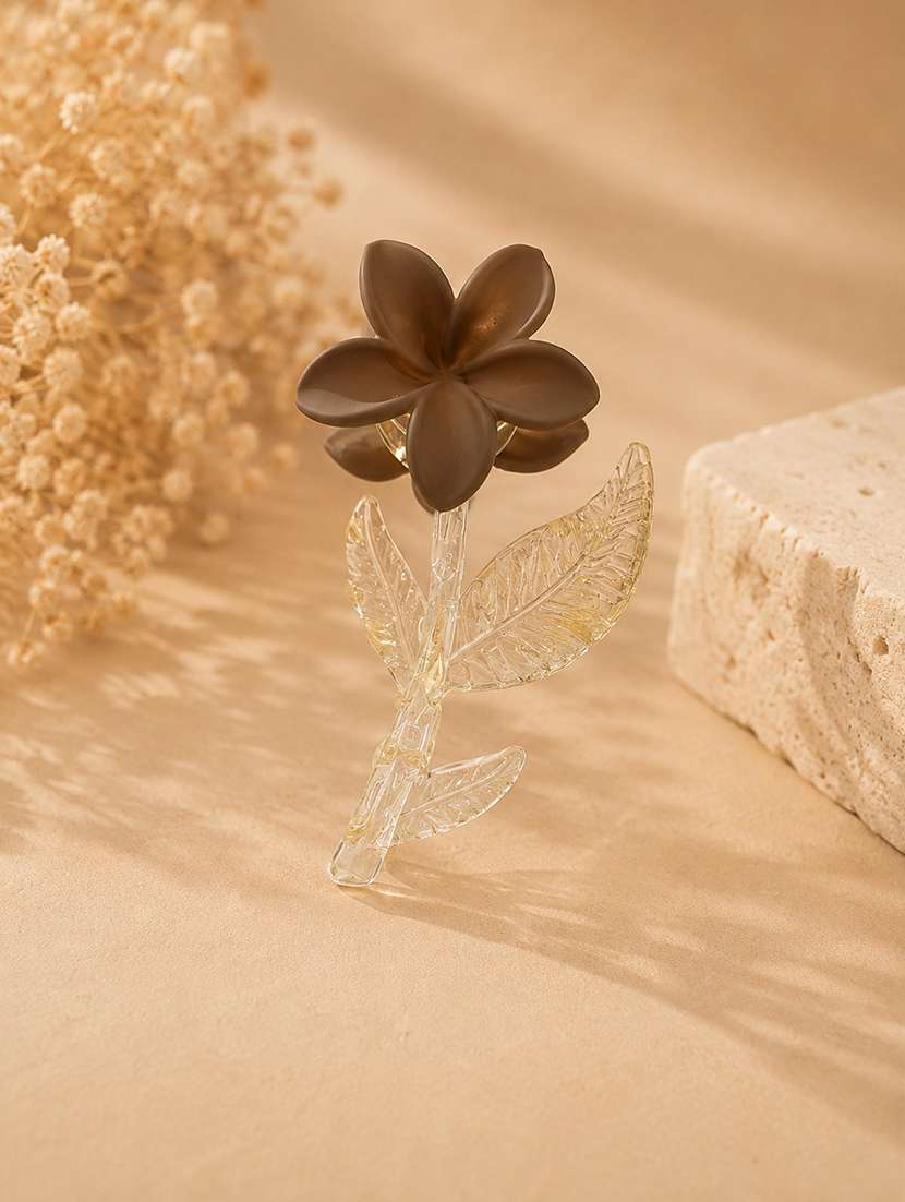 brown floral hair claw clip for women