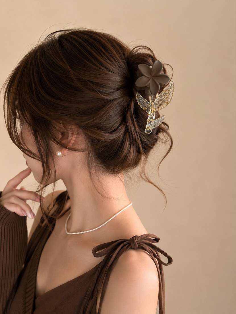 brown floral hair claw clip for women - 22639722 -  Standard Image - 3