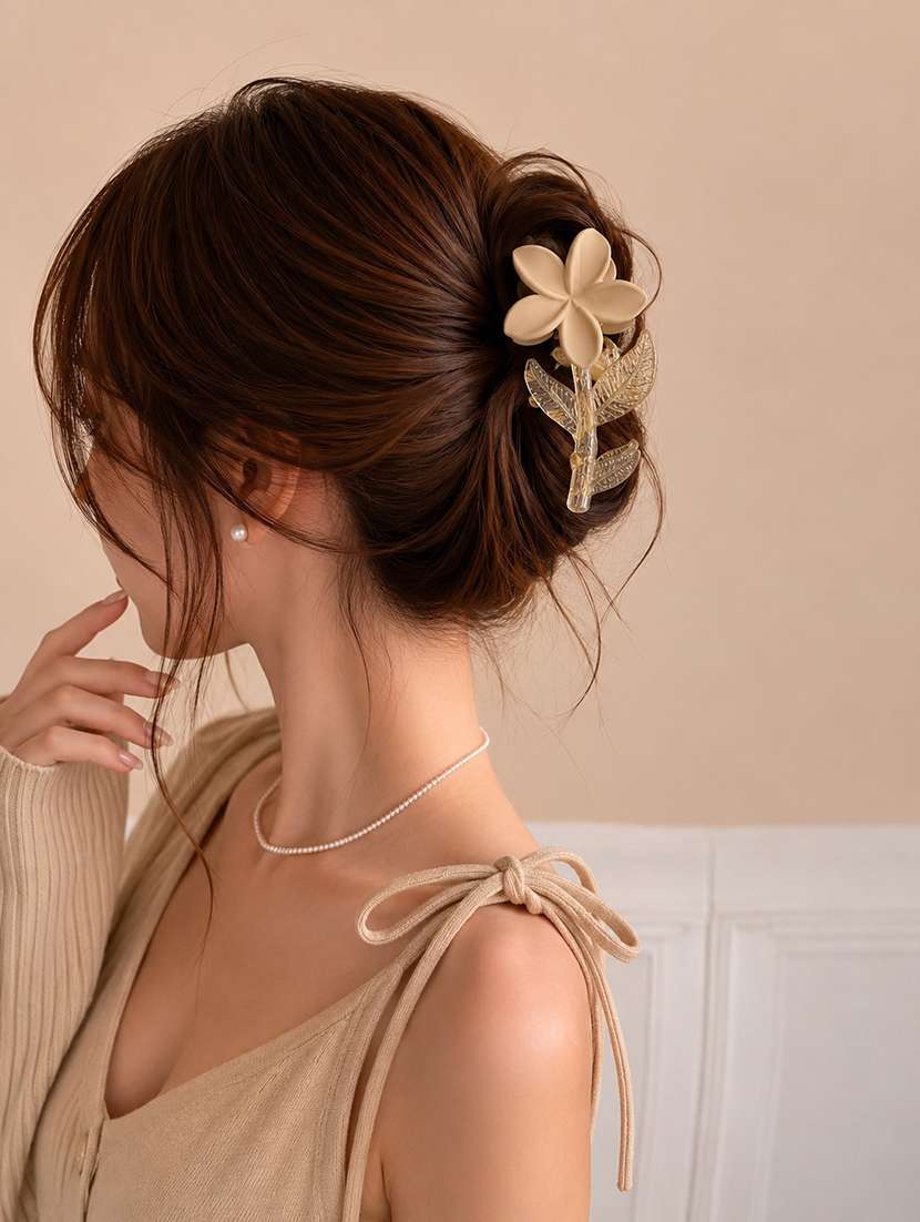 beige floral hair claw clip for women - 22639725 -  Standard Image - 3