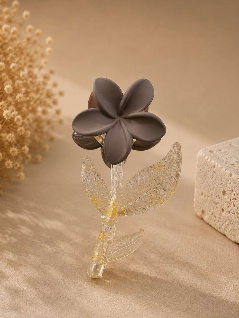 grey floral hair claw clip for women