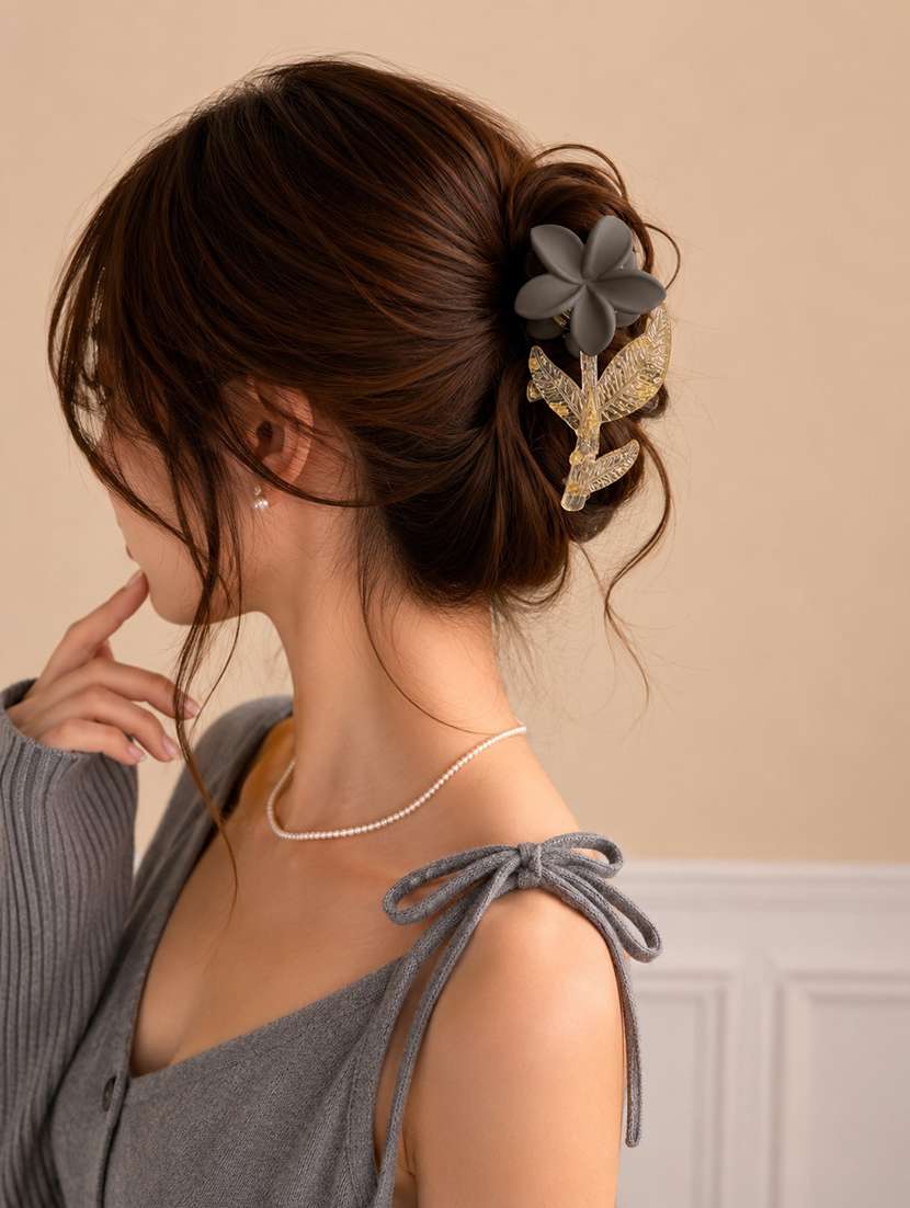 grey floral hair claw clip for women - 22639726 -  Standard Image - 3