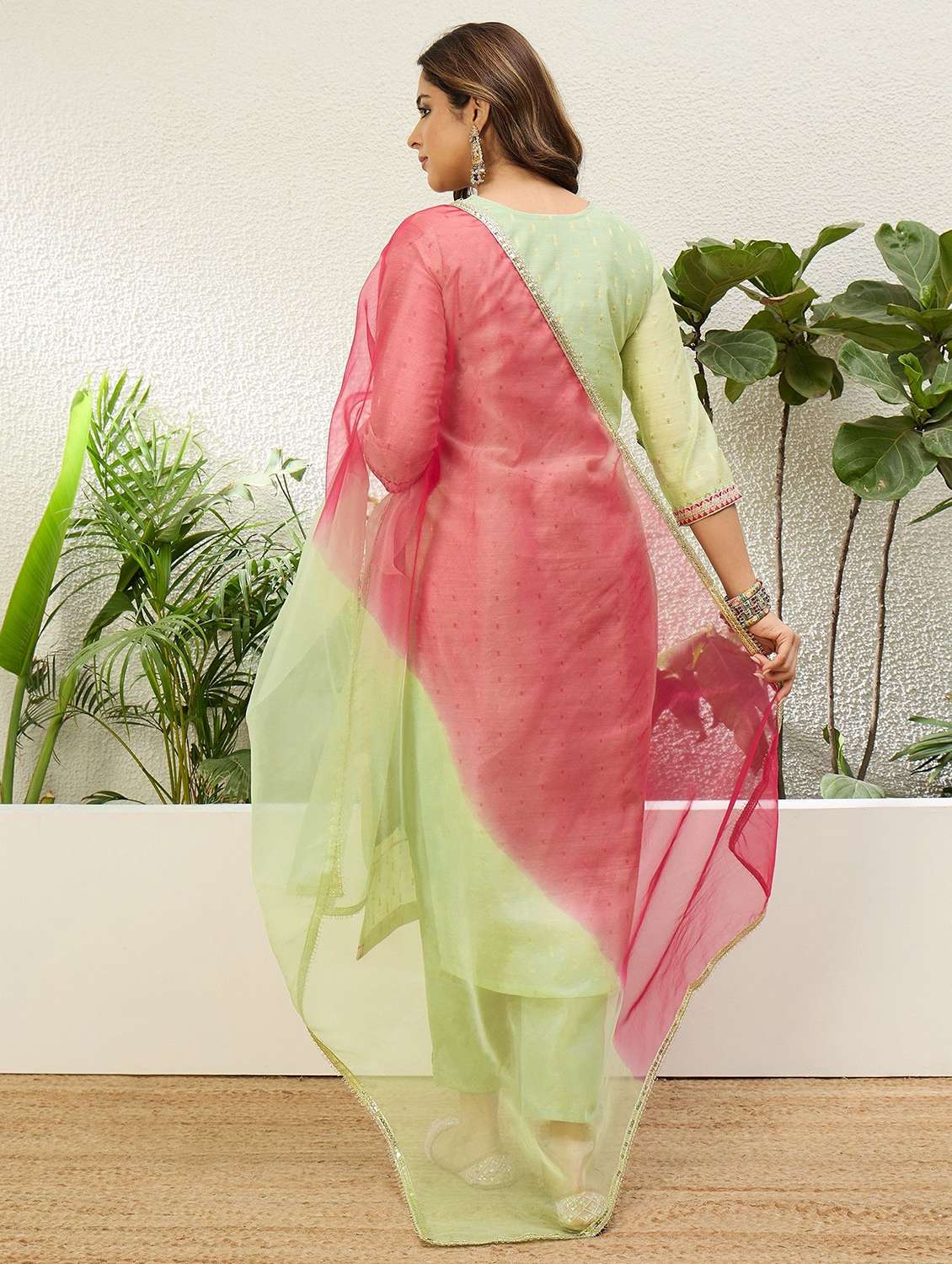 Women Embroidered Three Quarter Sleeves Kurta Pant Set With Dupatta - 22639780 -  Standard Image - 3