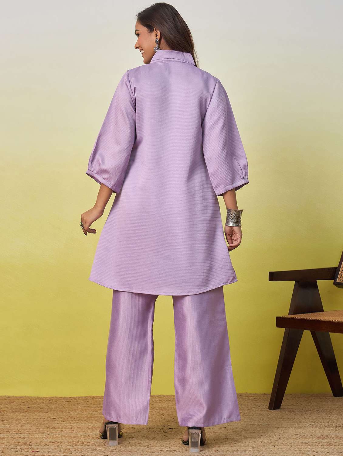 Women Embroidered Three Quarter Sleeves Ethnic Co-ord Set - 22639815 -  Standard Image - 3