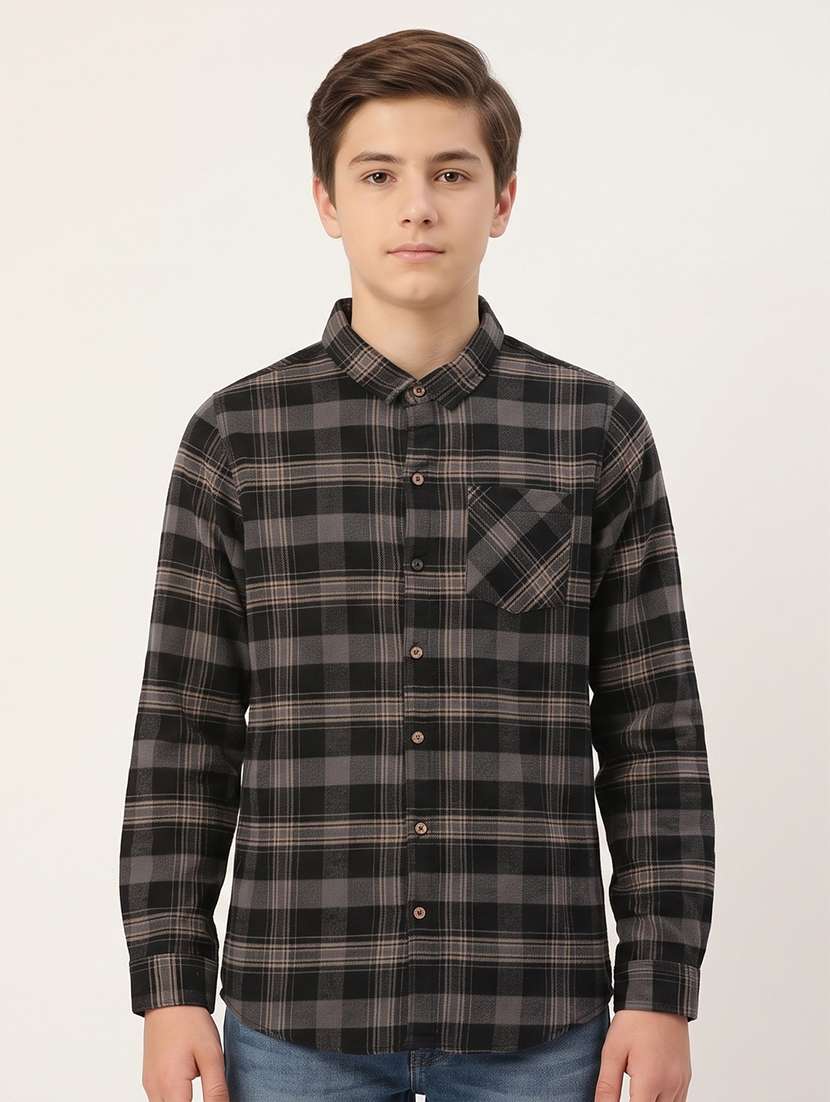 boys checkered long sleeves regular shirt