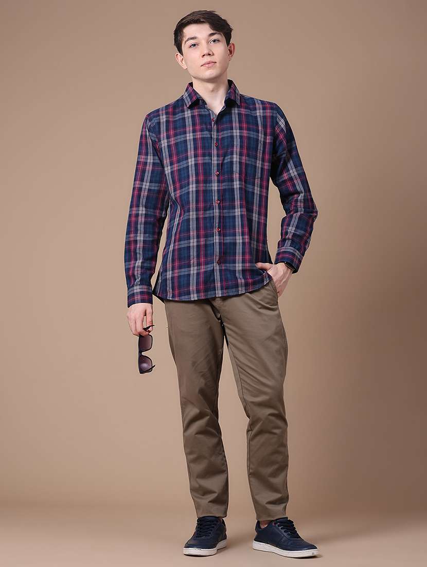 Men Solid Mid Rise Chinos Casual Trouser - 22640178 -  Standard Image - 5