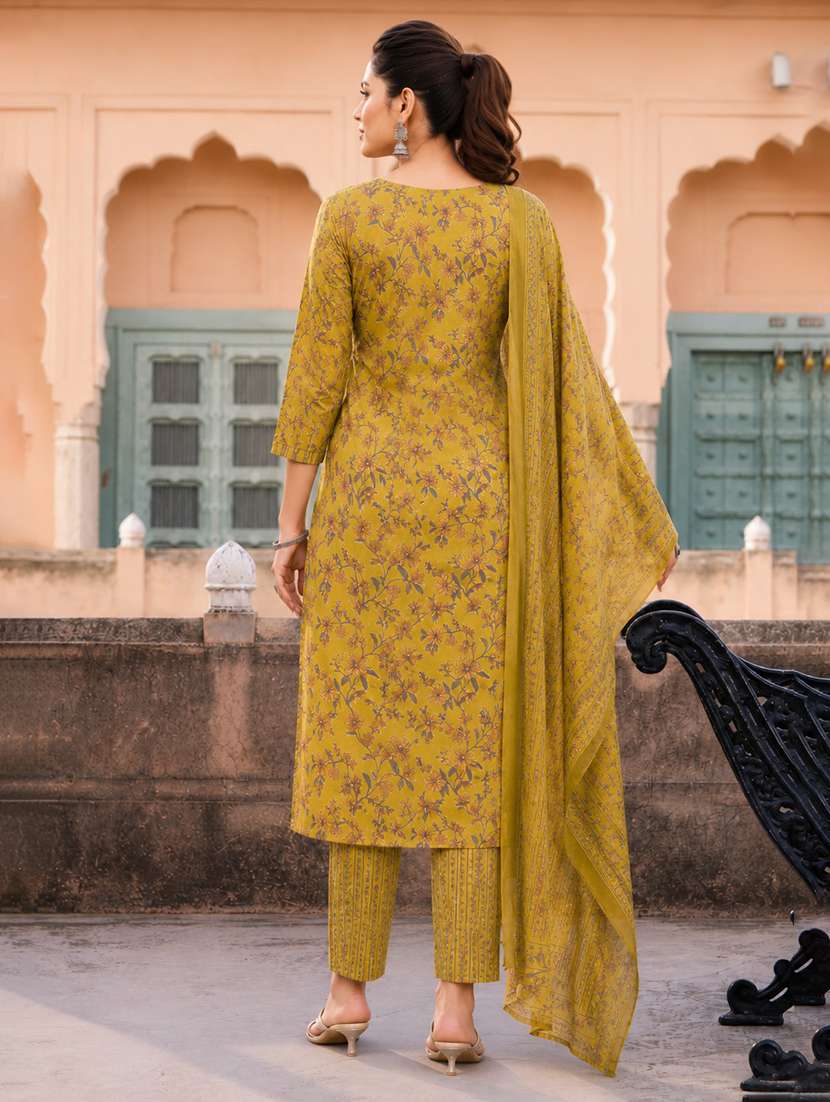 Women Printed Three Quarter Sleeve Kurta Pant With Dupatta Set - 22640329 -  Standard Image - 3