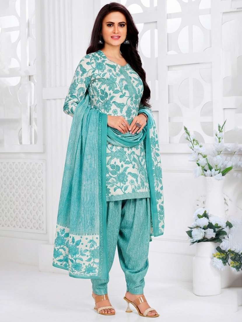 women printed three quarter sleeve kurta pant with dupatta set