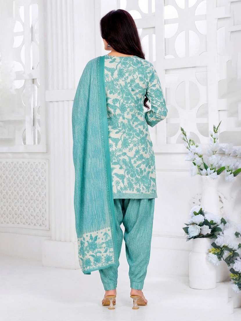 Women Printed Three Quarter Sleeve Kurta Pant With Dupatta Set - 22640333 -  Standard Image - 3