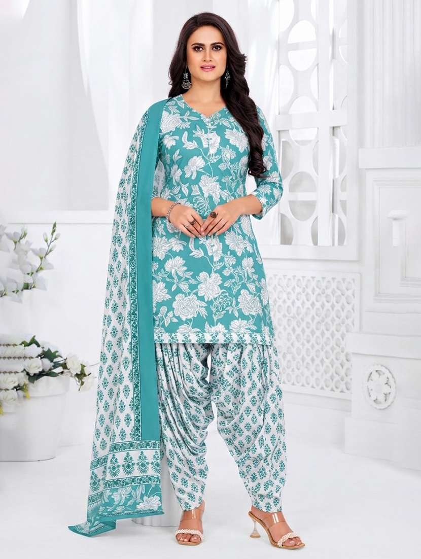 women printed three quarter sleeve kurta pant with dupatta set