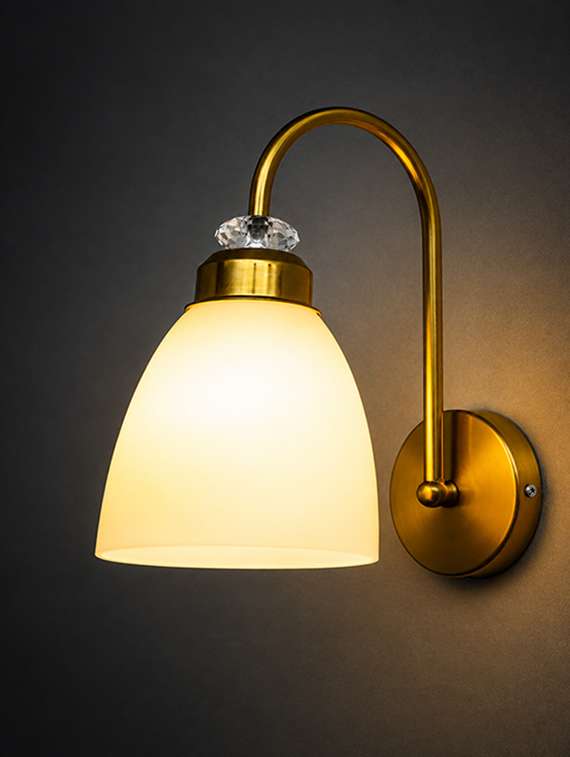antique brass frosted glass wall light