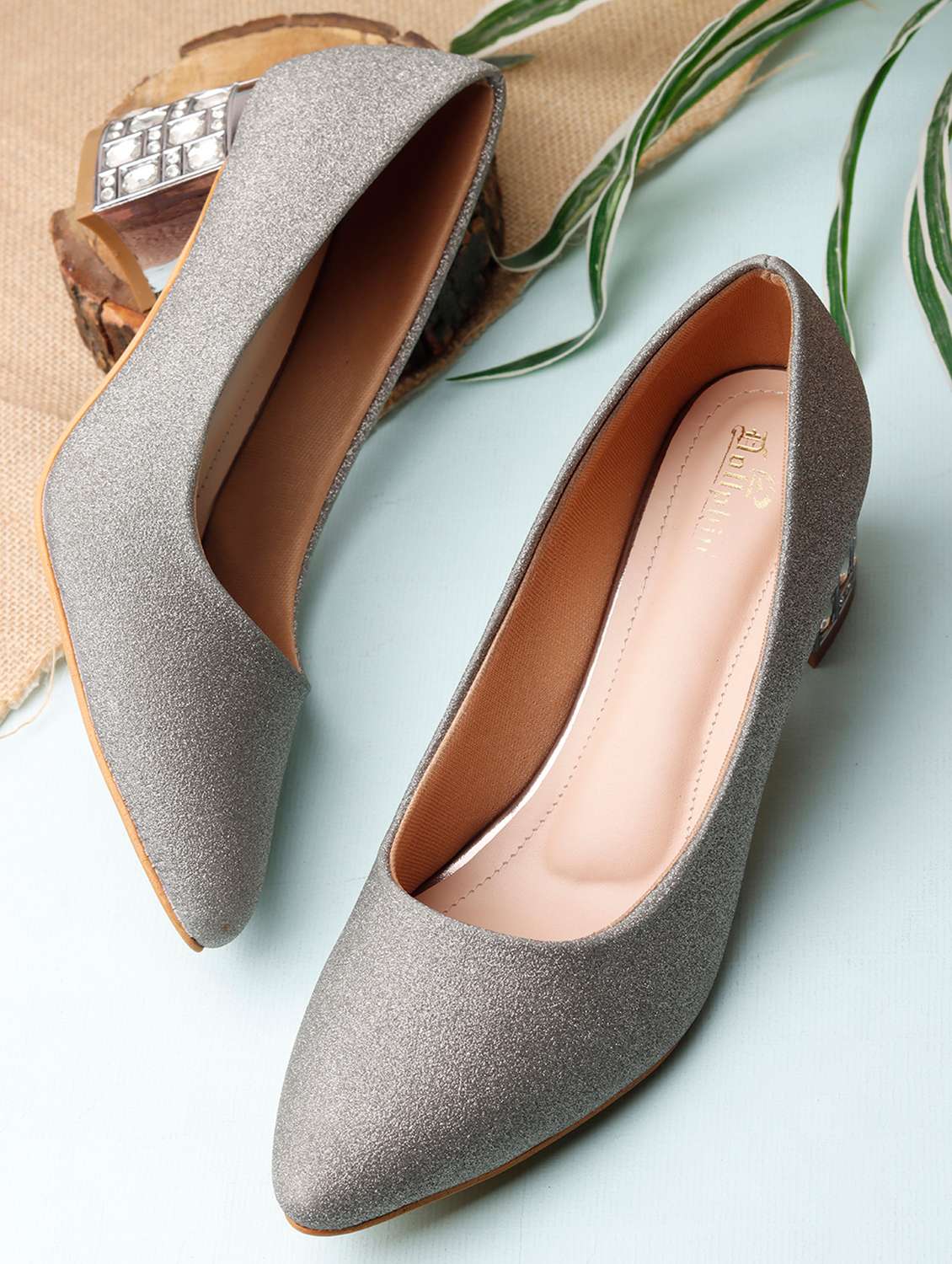 women embellished slip on pumps