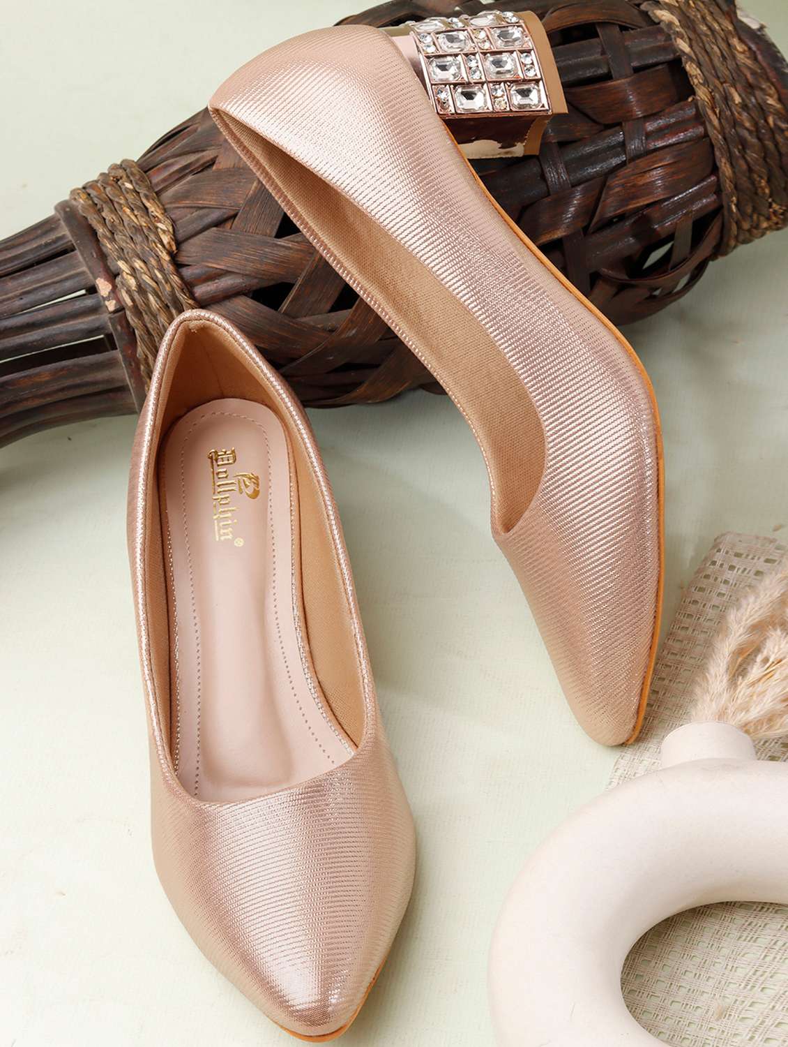 women embellished slip on pumps