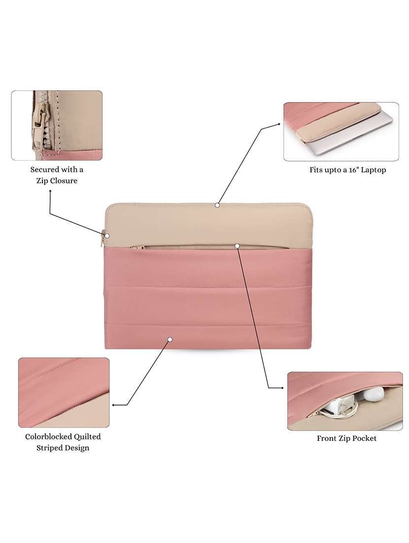 Pink Polyester Quilted Zip Laptop Sleeve - 22642550 -  Standard Image - 8