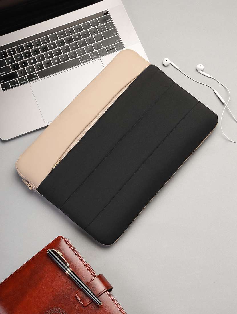 black polyester zip laptop sleeve 