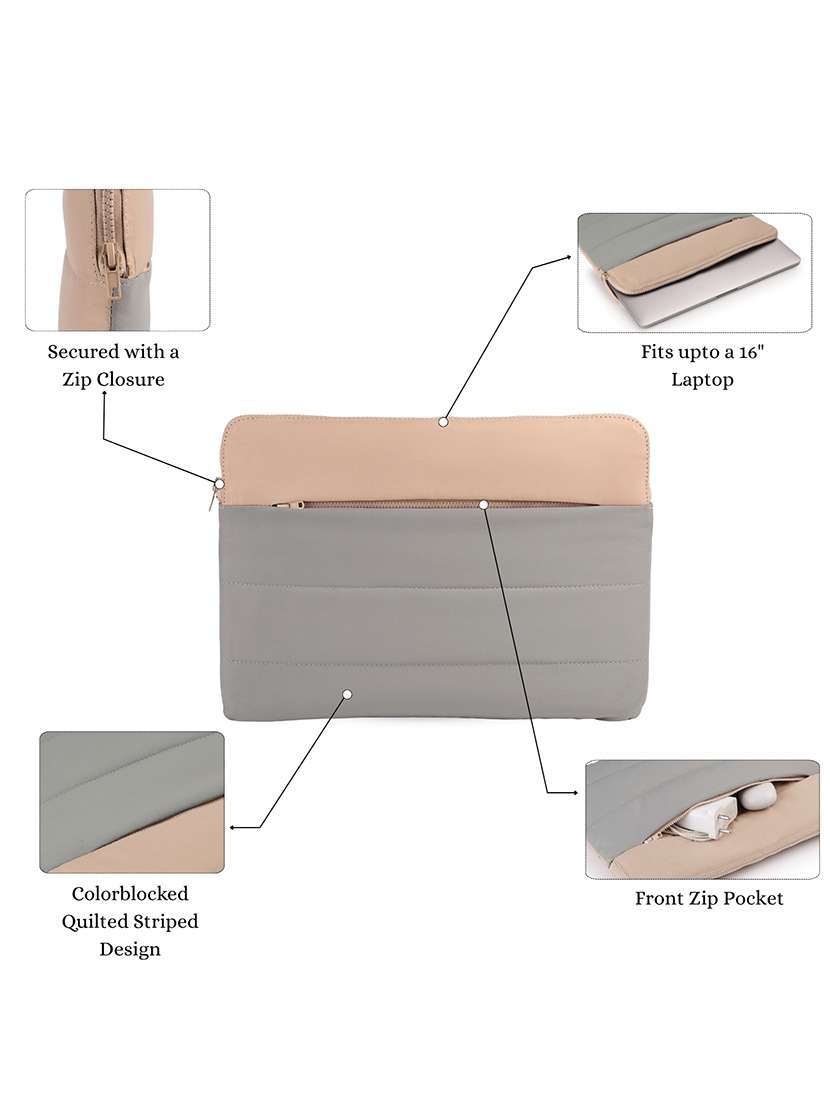 Green Polyester Quilted Zip Laptop Sleeve - 22642553 -  Standard Image - 8