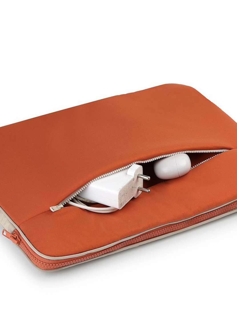 Orange Polyester Quilted Zip Laptop Sleeve - 22642555 -  Standard Image - 3