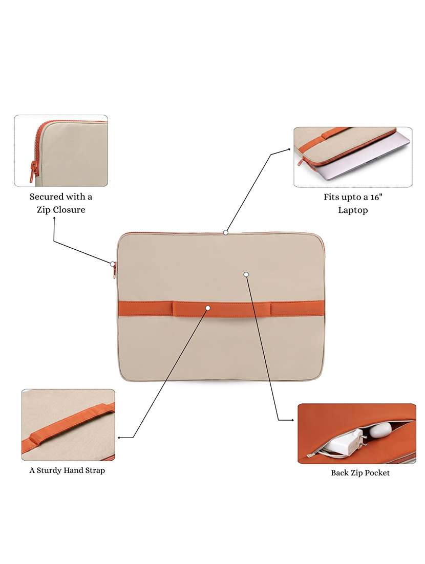 Orange Polyester Quilted Zip Laptop Sleeve - 22642555 -  Standard Image - 8