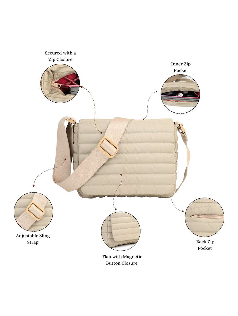 Women Textured Sling Bag With Adjustable Strap - 22642577 -  Standard Image - 5