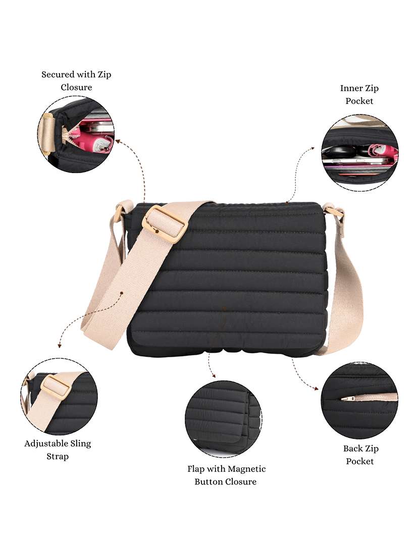 Women Textured Sling Bag With Adjustable Strap - 22642578 -  Standard Image - 5