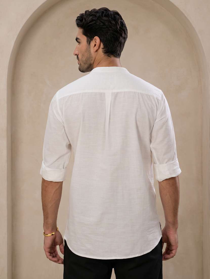 Men Solid Mandarin Neck Pathani Short Kurta - 22642597 -  Standard Image - 3