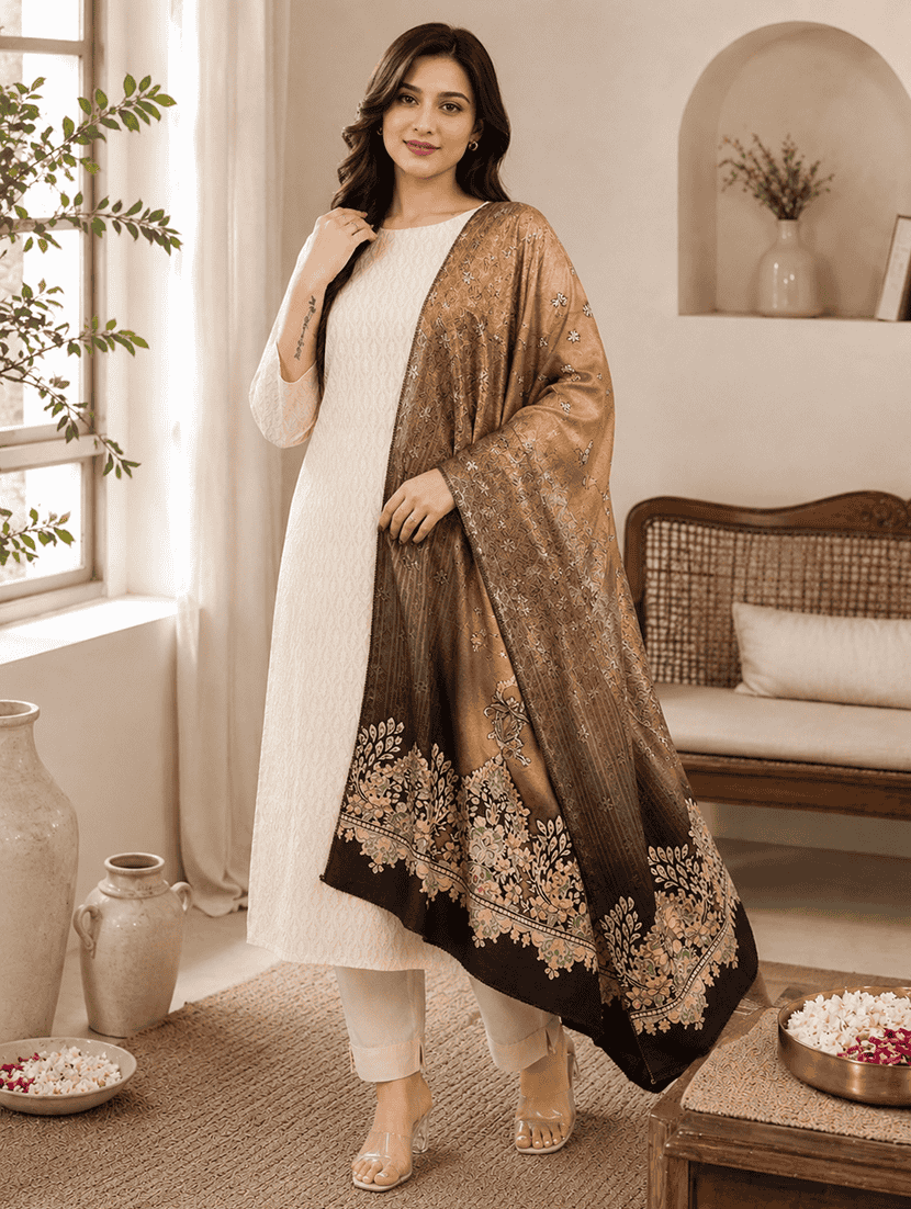 women printed winter shawl