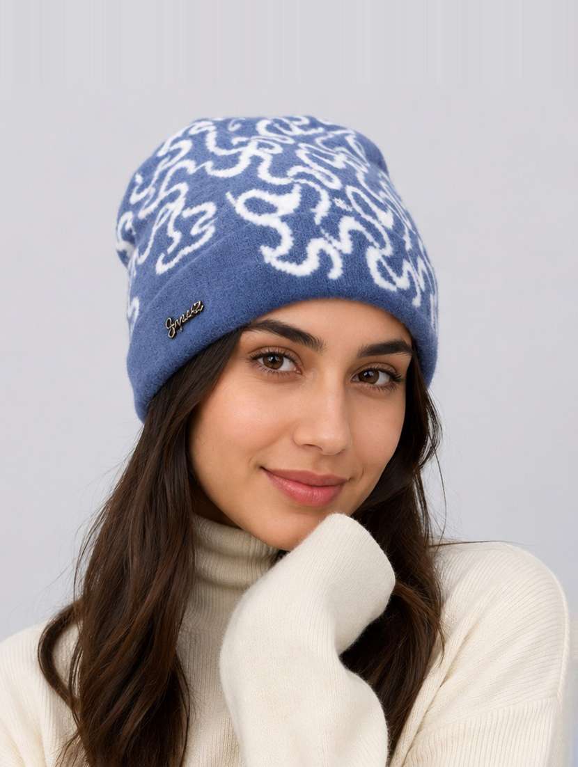 women self design winter beanie cap