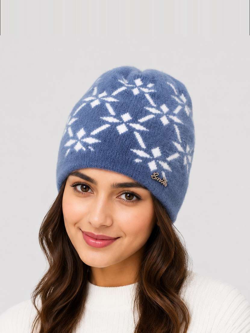 women self design winter beanie cap