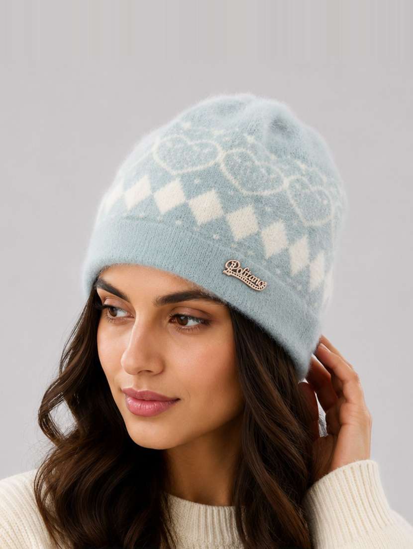 women self design winter beanie cap