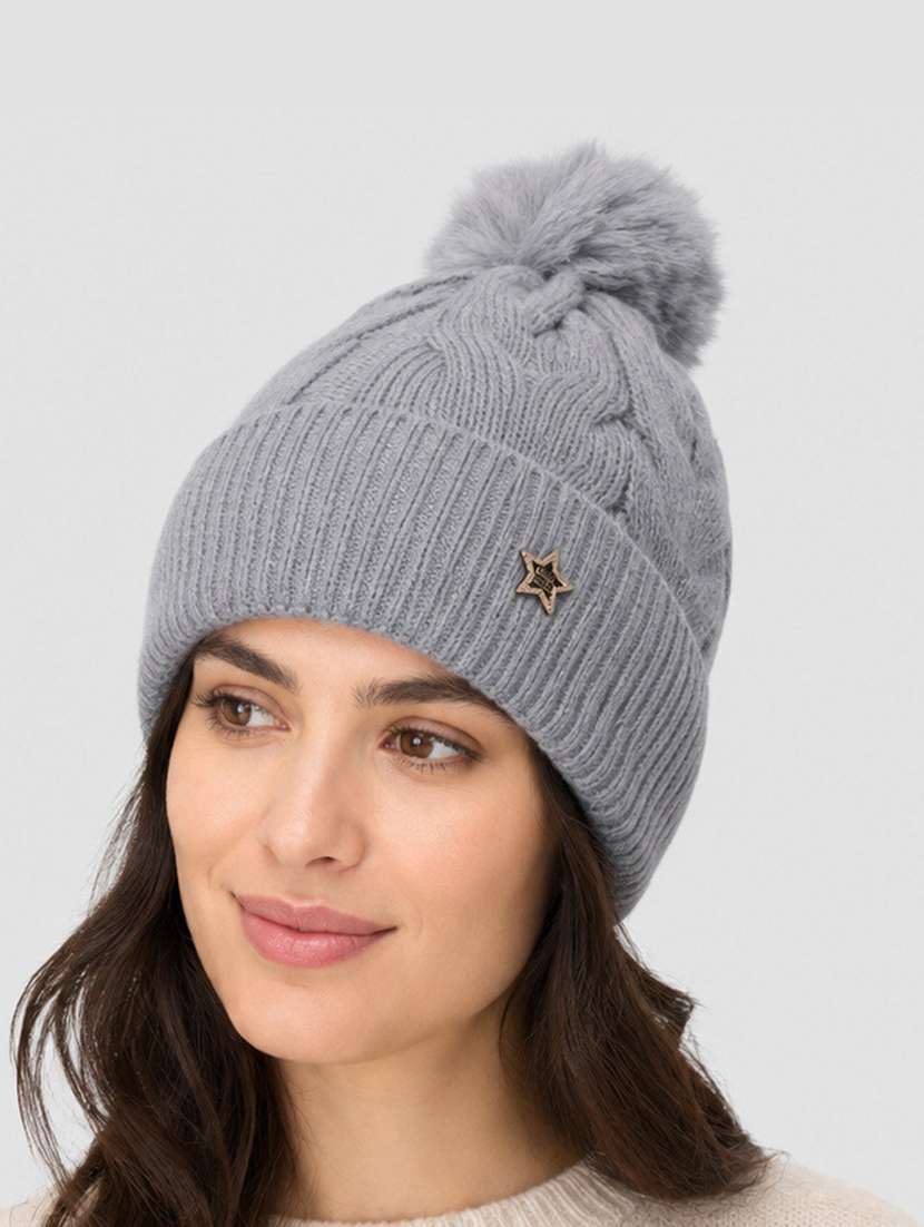 women self design woollen winter cap