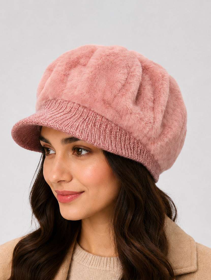 women solid woollen winter cap