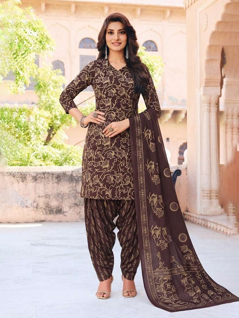 women printed three quarter sleeve kurta pant with dupatta set