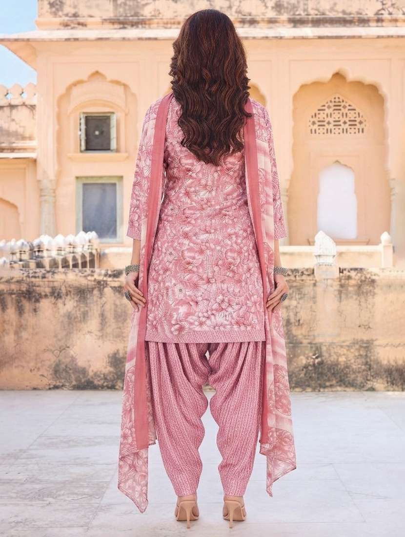 Women Printed Three Quarter Sleeve Kurta Patiala With Dupatta Set - 22642819 -  Standard Image - 3